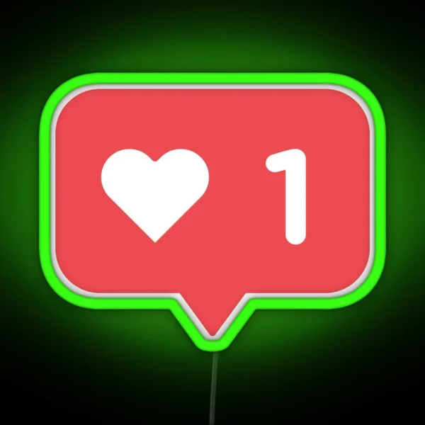 Social Media Instagram I Heart Like RGB Neon Sign