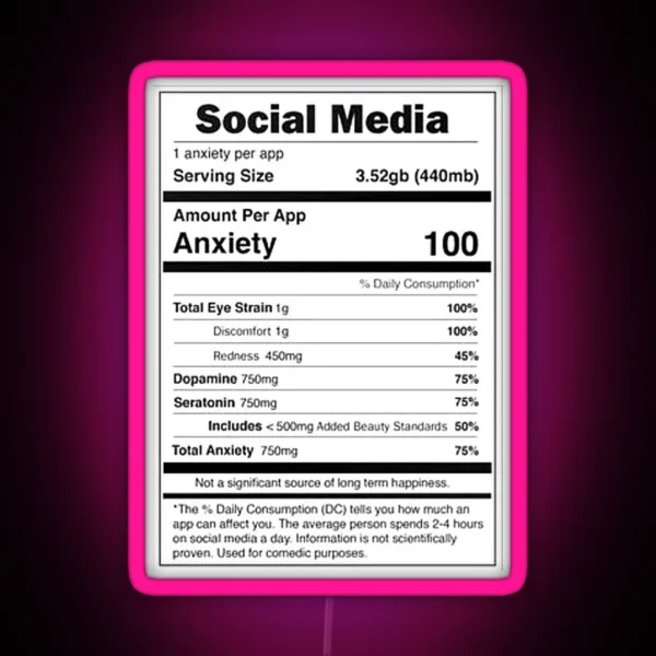 Social Media Nutrional Value RGB Neon Sign
