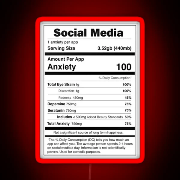 Social Media Nutrional Value RGB Neon Sign