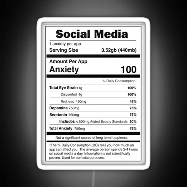 Social Media Nutrional Value RGB Neon Sign