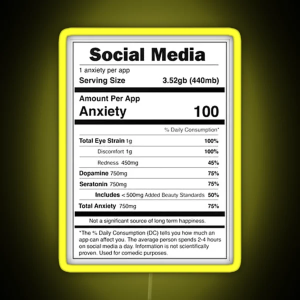Social Media Nutrional Value RGB Neon Sign