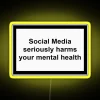 LED warning signs for social media addiction awareness and mental health