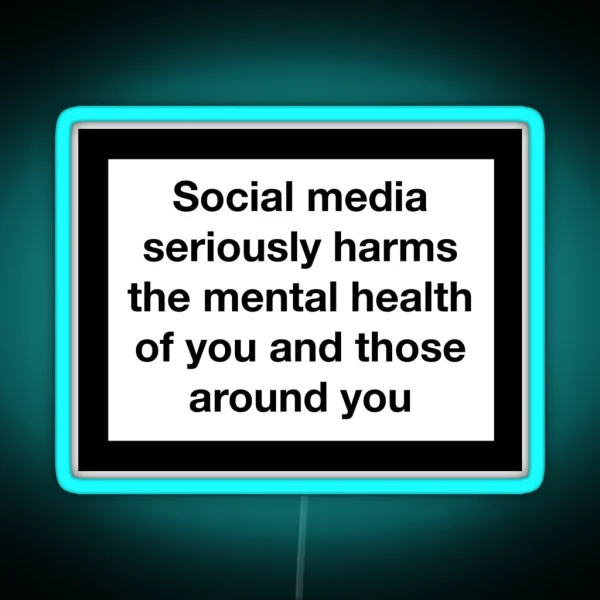 Social Media Warning RGB Neon Sign