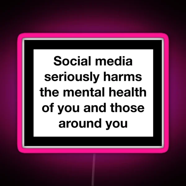 Social Media Warning RGB Neon Sign