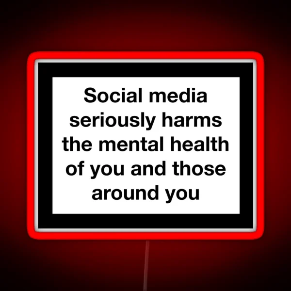 Social Media Warning RGB Neon Sign