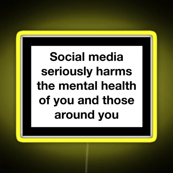 Social Media Warning RGB Neon Sign