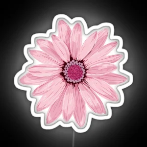 Soft Delicate Light Pink Daisy Illustration Botanical Floral Art RGB Neon Sign