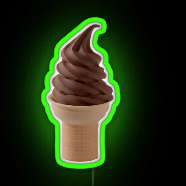 Soft Serve Chocolate Ice Cream Cone RGB Neon Sign