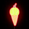 Vibrant RGB Neon Sign with Whimsical Soft Serve Ice Cream Cone Design