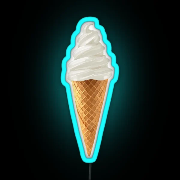 Soft Serve Vanilla Ice Cream Cone RGB Neon Sign