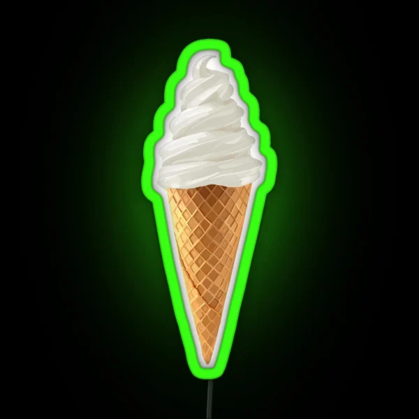 Soft Serve Vanilla Ice Cream Cone RGB Neon Sign
