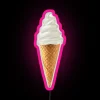 Colorful neon ice cream cone decoration with soft serve lighting