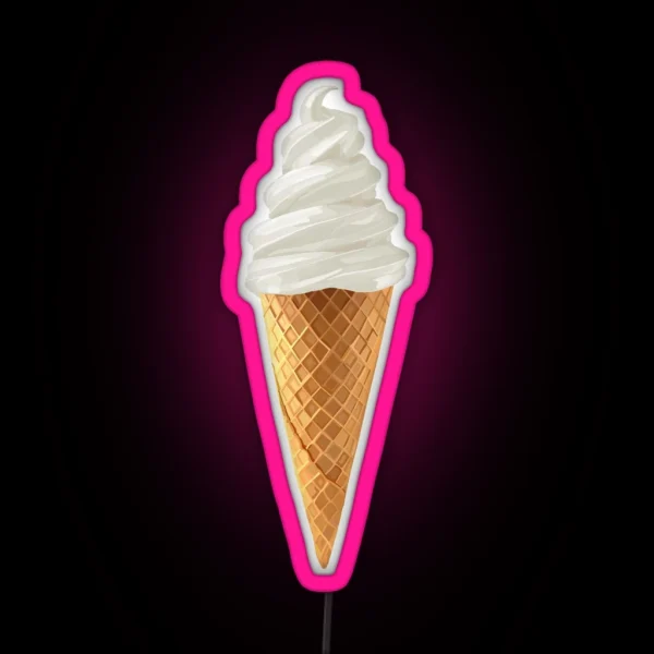 Soft Serve Vanilla Ice Cream Cone RGB Neon Sign