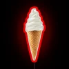 Vibrant colorful neon sign advertising soft serve ice cream cones