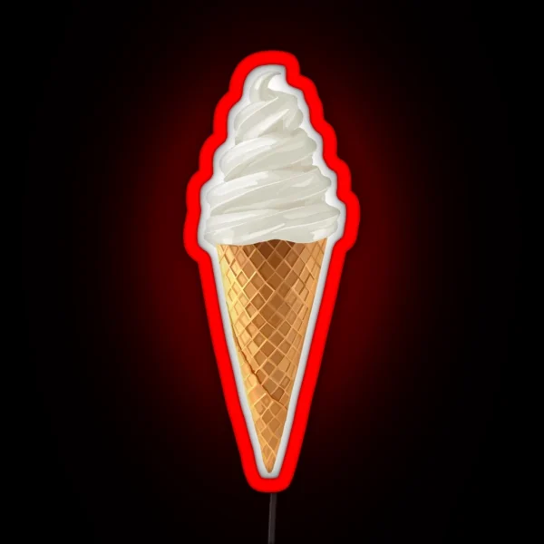 Soft Serve Vanilla Ice Cream Cone RGB Neon Sign
