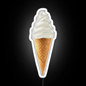 Soft Serve Vanilla Ice Cream Cone RGB Neon Sign