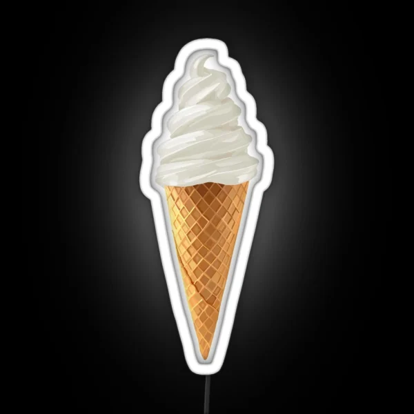 Soft Serve Vanilla Ice Cream Cone RGB Neon Sign