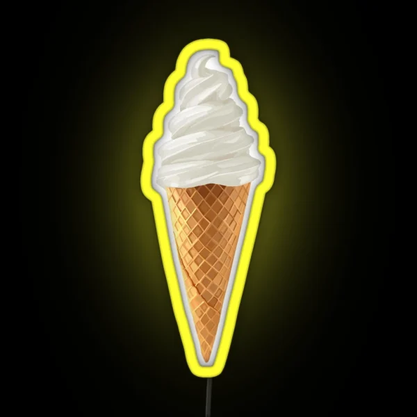 Soft Serve Vanilla Ice Cream Cone RGB Neon Sign
