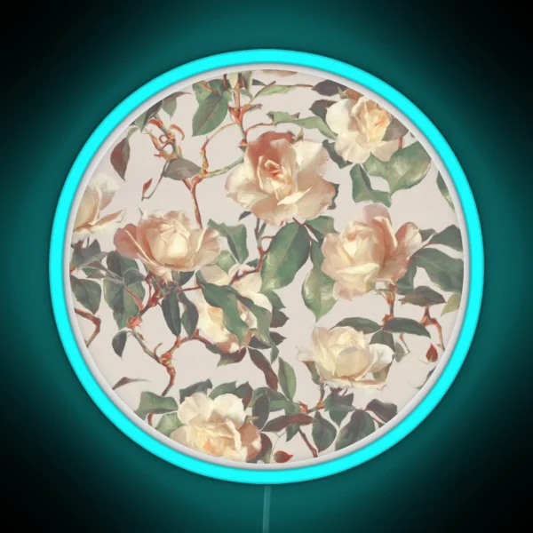 Soft Vintage Rose Pattern RGB Neon Sign