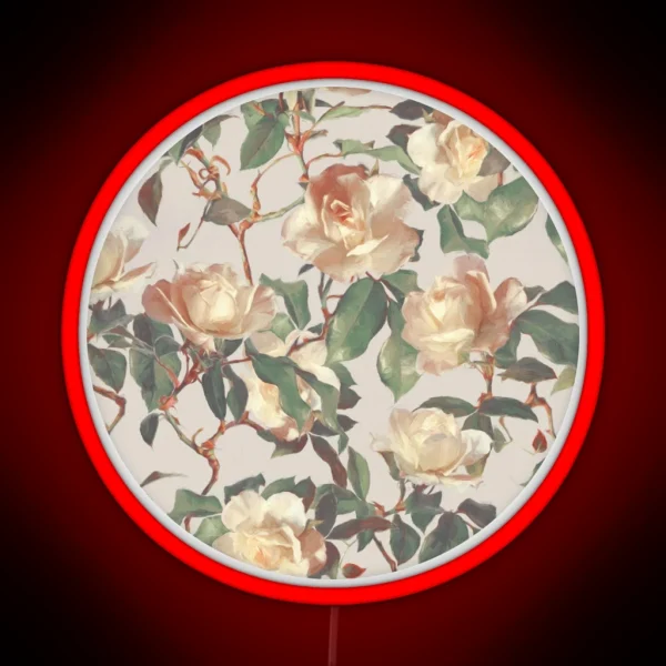 Soft Vintage Rose Pattern RGB Neon Sign