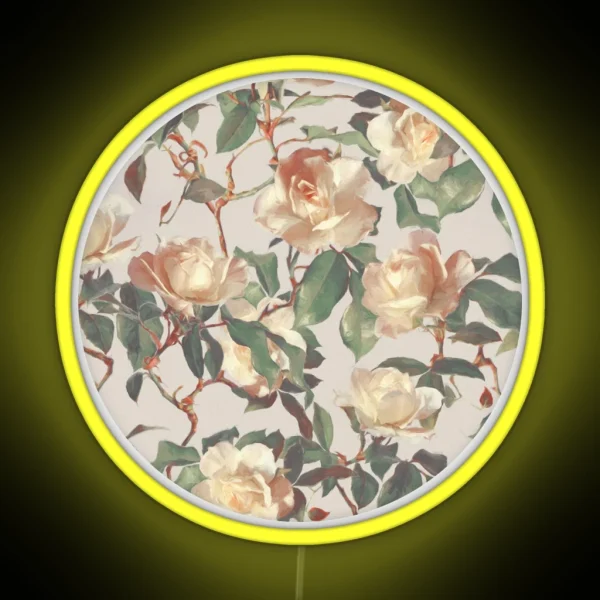 Soft Vintage Rose Pattern RGB Neon Sign