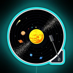 Solar System Vinyl Record RGB Neon Sign