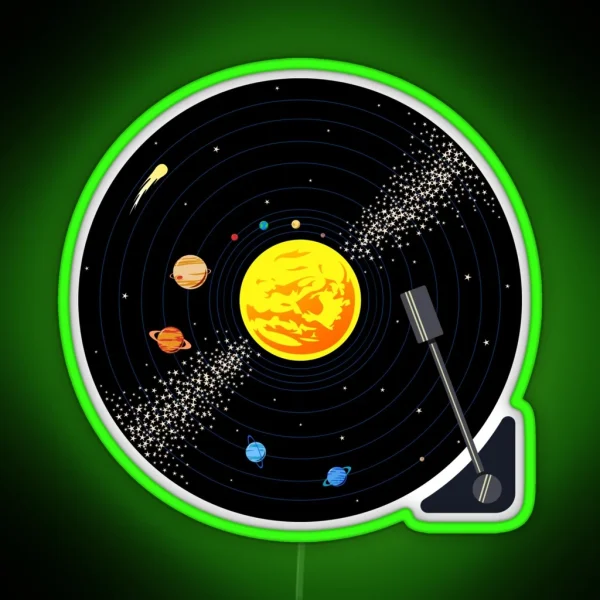 Solar System Vinyl Record RGB Neon Sign