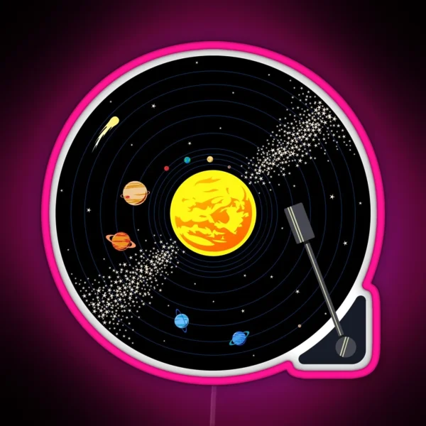 Solar System Vinyl Record RGB Neon Sign