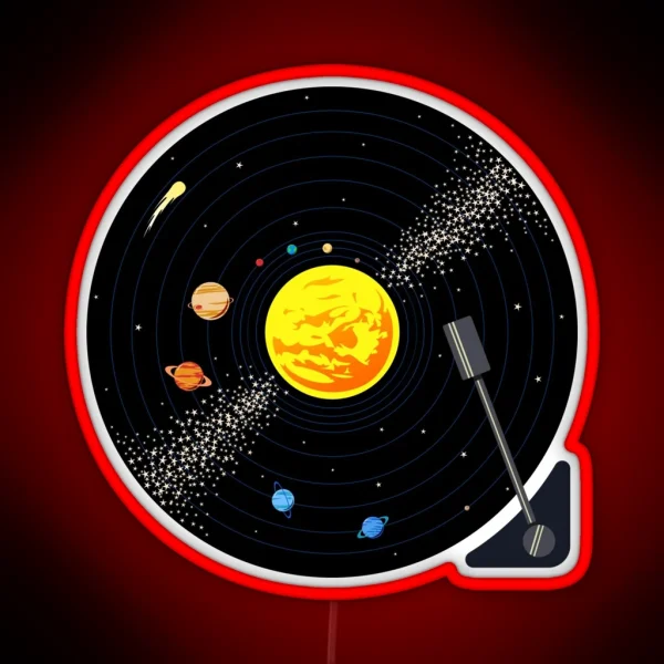 Solar System Vinyl Record RGB Neon Sign