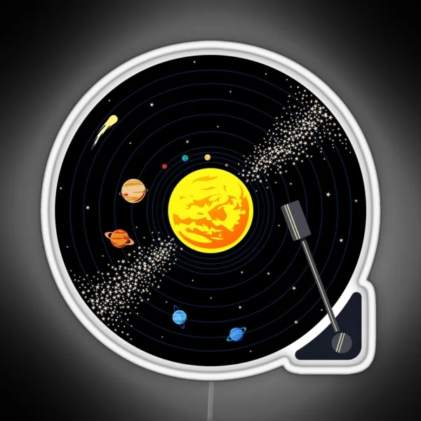 Solar System Vinyl Record RGB Neon Sign