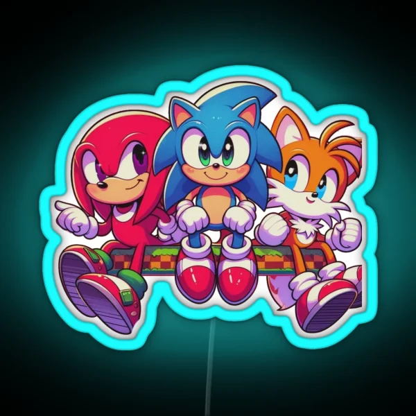 Sonic Knuckles And Tails RGB Neon Sign