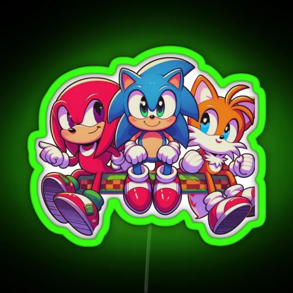 Sonic Knuckles And Tails RGB Neon Sign