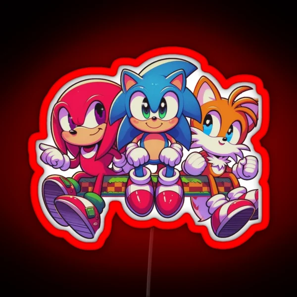 Sonic Knuckles And Tails RGB Neon Sign