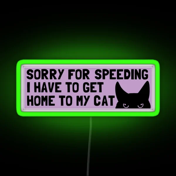 Sorry For Speeding I Have To Get Home To My Cat Cool Bumper RGB Neon Sign