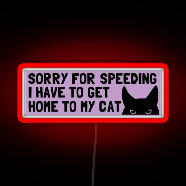 Sorry For Speeding I Have To Get Home To My Cat Cool Bumper RGB Neon Sign