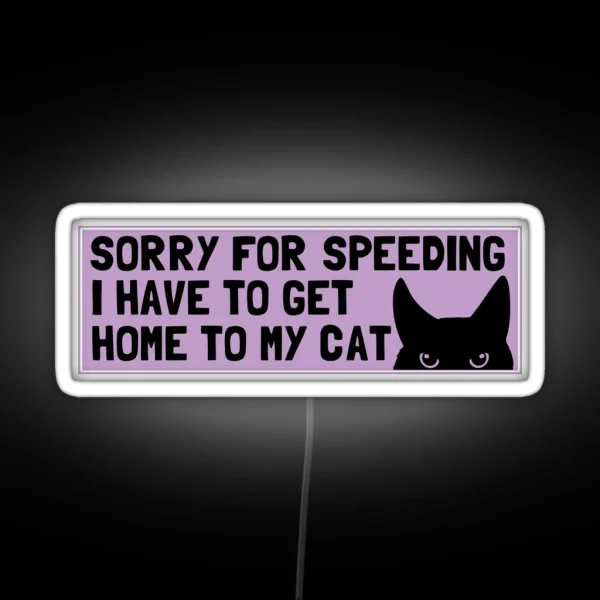 Sorry For Speeding I Have To Get Home To My Cat Cool Bumper RGB Neon Sign