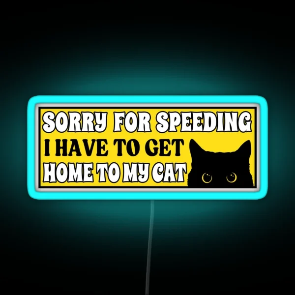 Sorry For Speeding I Have To Get Home To My Cat Funny RGB Neon Sign
