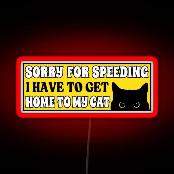 Sorry For Speeding I Have To Get Home To My Cat Funny RGB Neon Sign