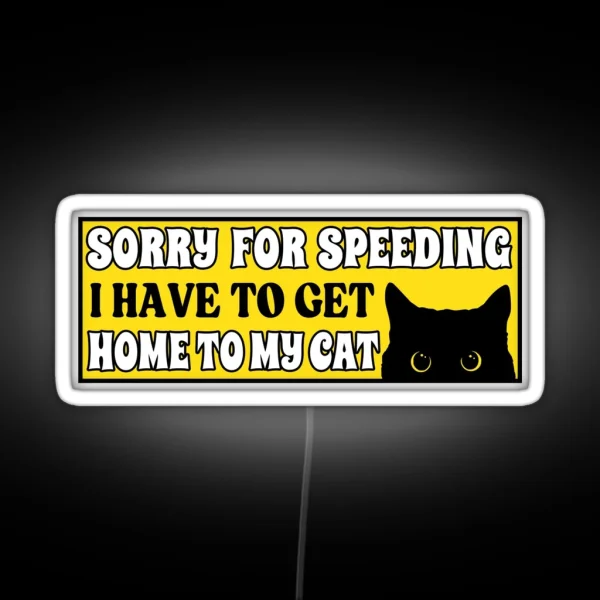 Sorry For Speeding I Have To Get Home To My Cat Funny RGB Neon Sign