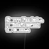 RGB Neon Sign: 'Sorry I'm Late' with Apologetic Digital Display Design
