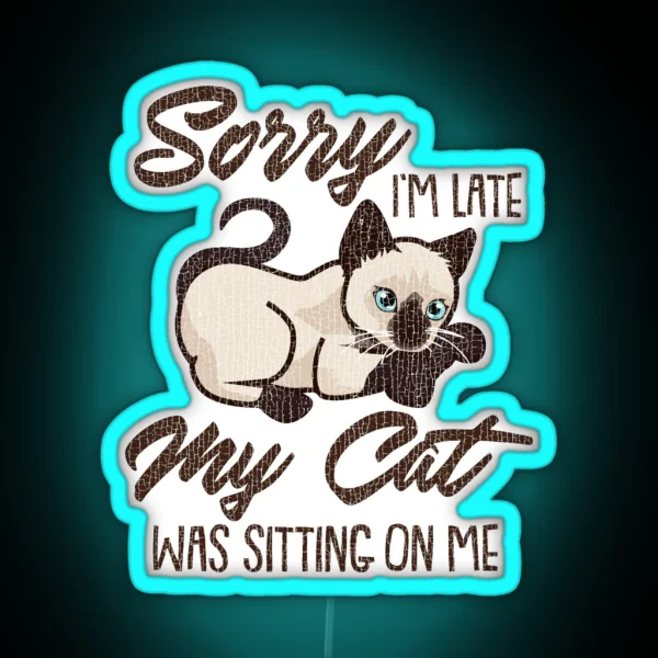 Sorry I M Late My Cat Was Sitting On Me RGB Neon Sign