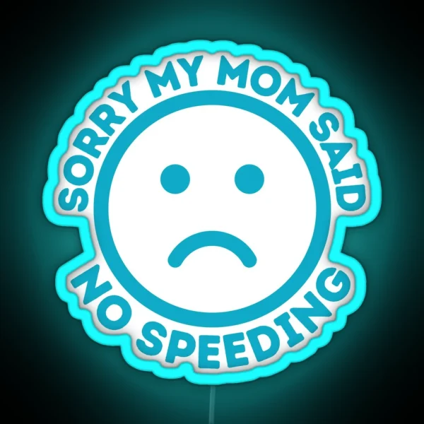 Sorry My Mom Said No Speeding Funny Car Bumper Car Decal RGB Neon Sign