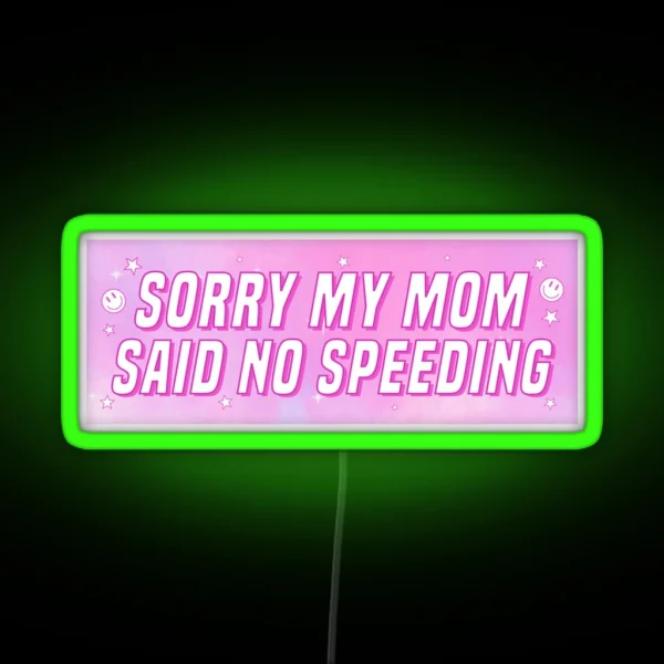 Sorry My Mom Said No Speeding Funny Car Bumper RGB Neon Sign