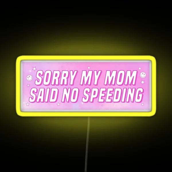 Sorry My Mom Said No Speeding Funny Car Bumper RGB Neon Sign