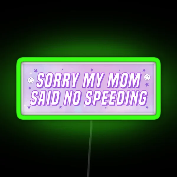 Sorry My Mom Said No Speeding Funny Car Bumper RGB Neon Sign