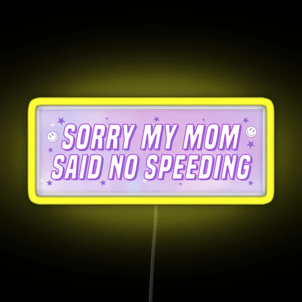 Sorry My Mom Said No Speeding Funny Car Bumper RGB Neon Sign