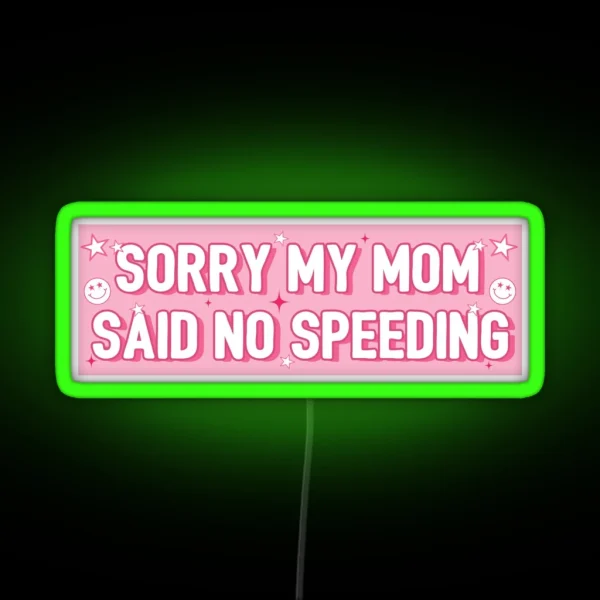 Sorry My Mom Said No Speeding Funny Car Bumper RGB Neon Sign