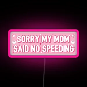 Sorry My Mom Said No Speeding Funny Car Bumper RGB Neon Sign