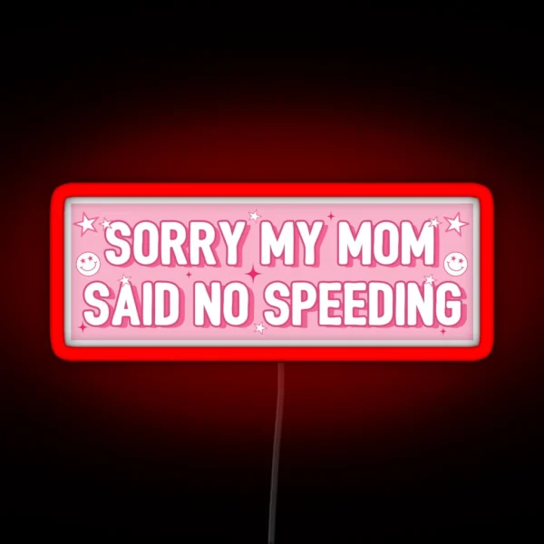 Sorry My Mom Said No Speeding Funny Car Bumper RGB Neon Sign