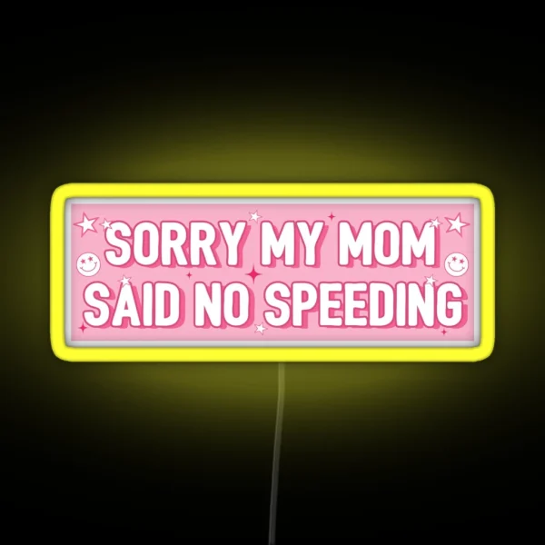 Sorry My Mom Said No Speeding Funny Car Bumper RGB Neon Sign